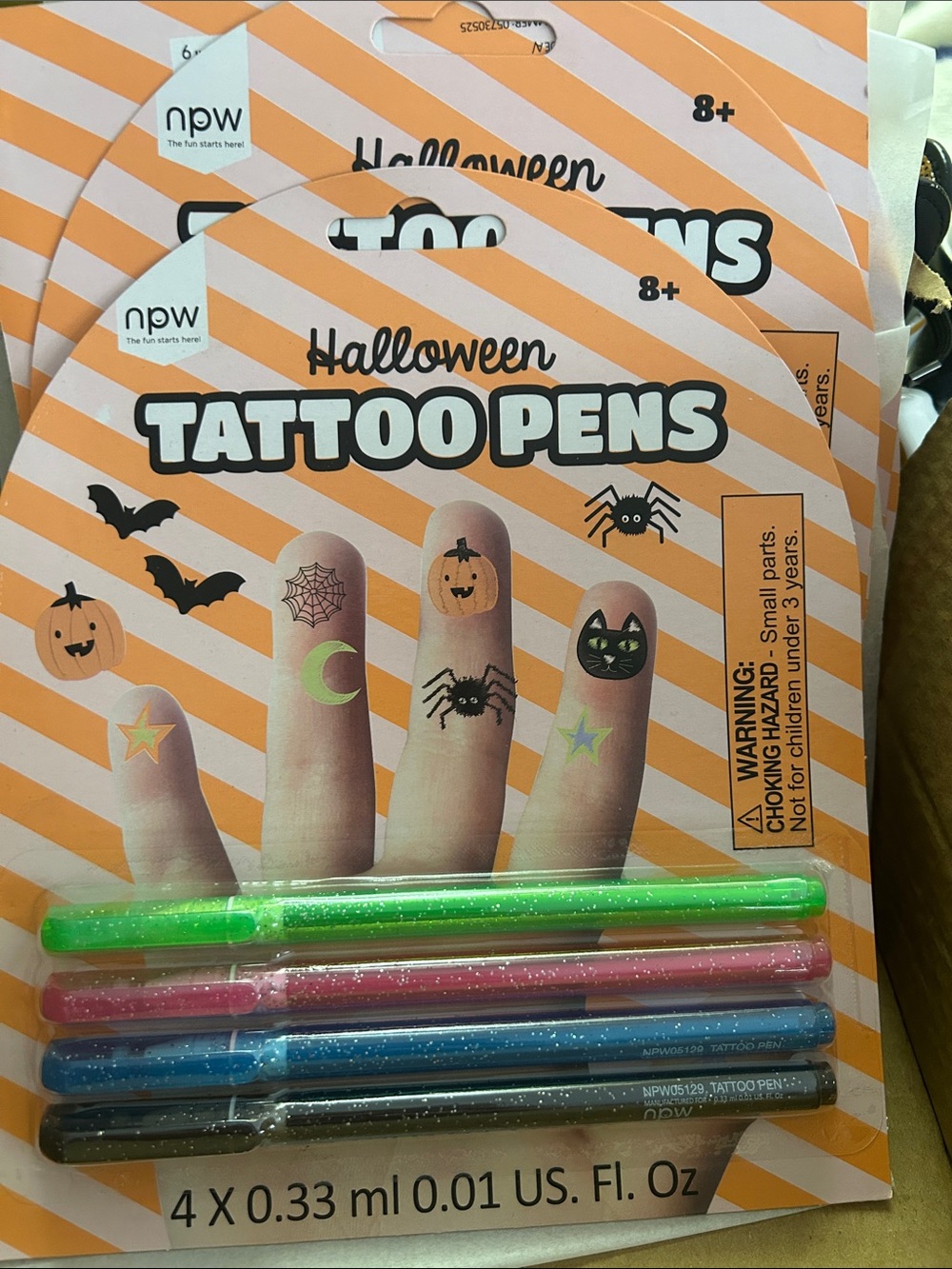 npw Halloween Tattoo Pens - Green, Pink, Blue, Black 6 Individual Packs